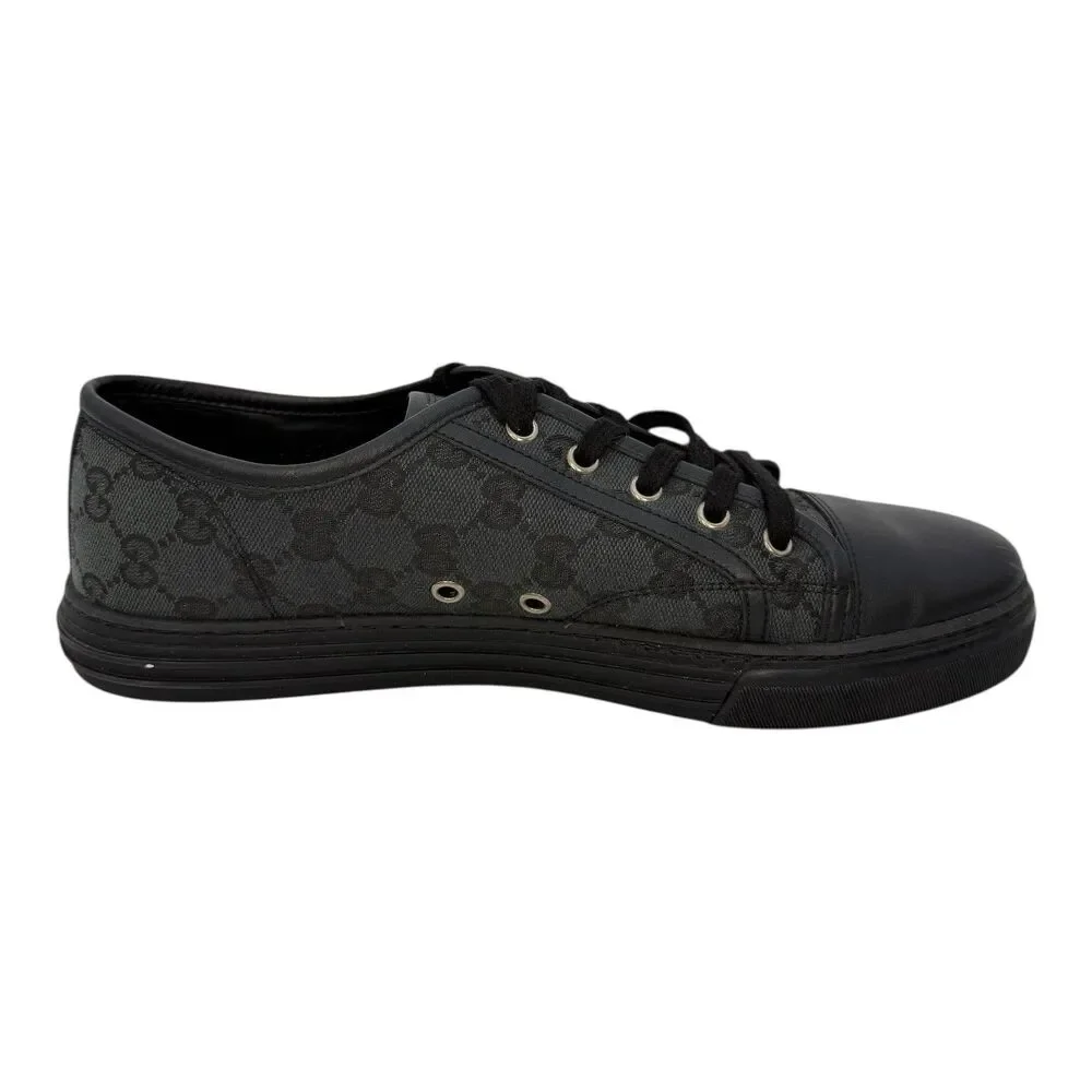 Gucci Black GG Canvas and Leather Web Lace Up Sneakers Size 8 US